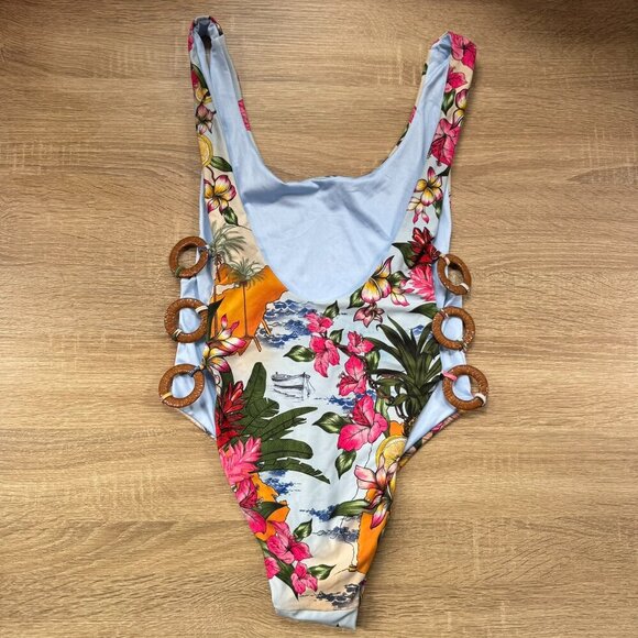 NWT Agua Bendita Ventura Tribeca One Piece Swimsuit Rings Size Medium - Picture 3 of 11